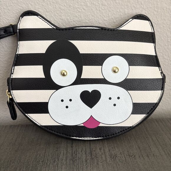 Betsey Johnson Handbags - Luv Betsey Johnson Puppy Dog Wristlet Coin Purse Black & White Faux Leather